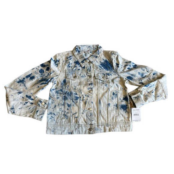 Free People Jackets & Blazers - NWT Free People Rumors Jones Tie Dye Blue Denim Jean Jacket Size Medium NWT